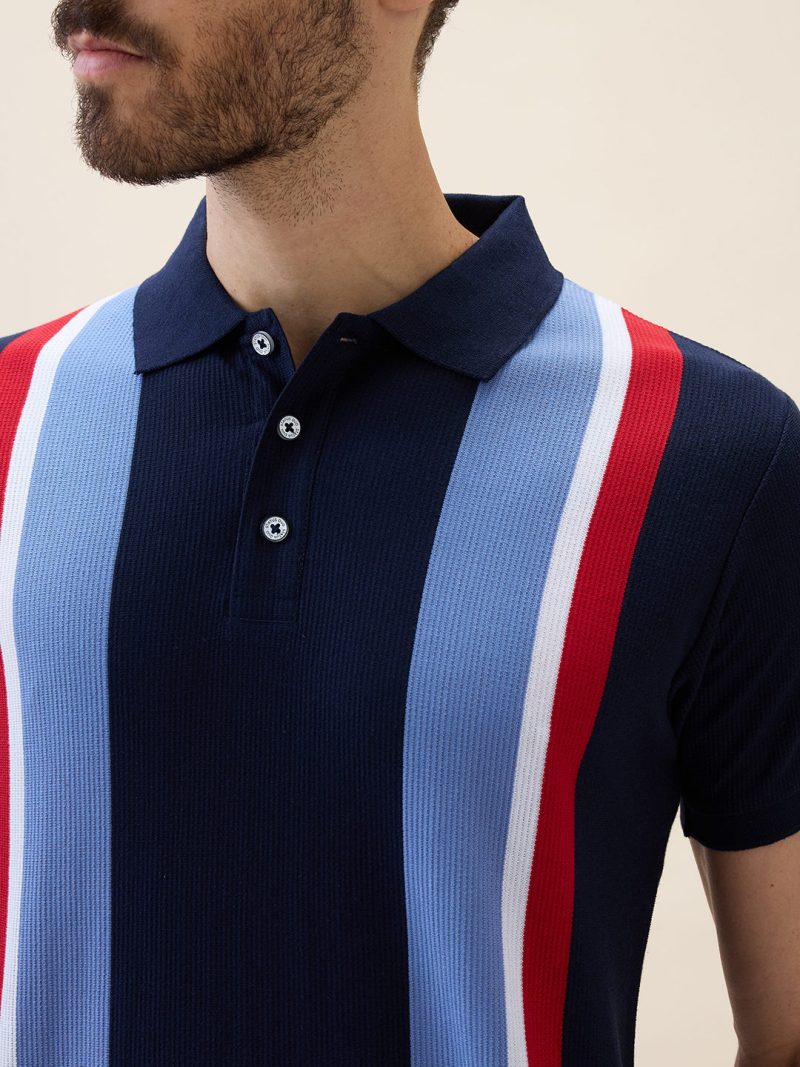 Status Quo Status Quo Men'S Striped Polo Collar Half Sleeves Regular Fit Tshirt