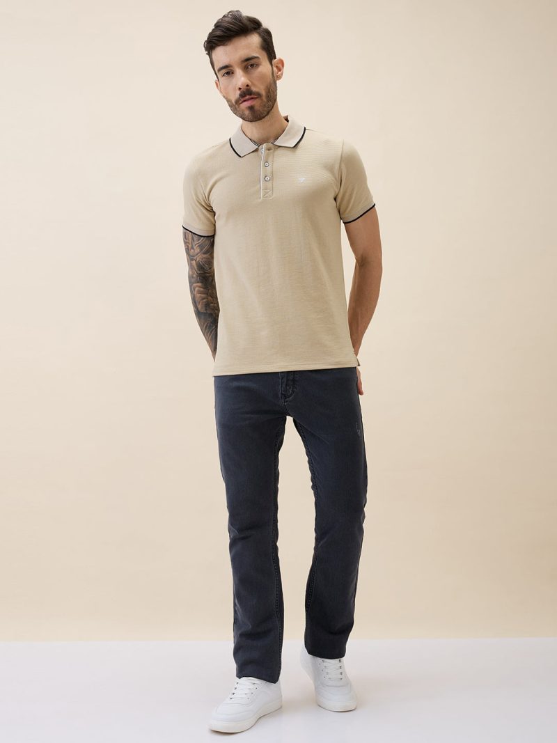 Status Quo Status Quo Men'S Solid Polo Collar Half Sleeves Regular Fit Tshirt