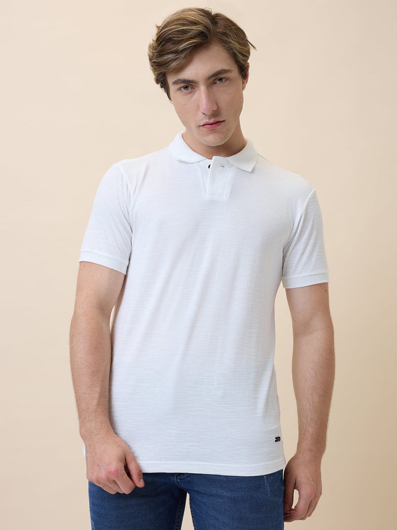 Status Quo Men'S Striped Polo Collar Half Sleeves Regular Fit Tshirt