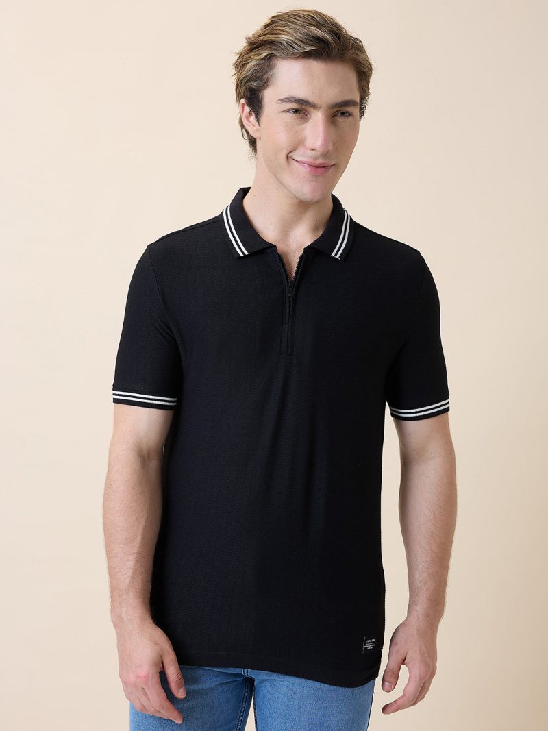Status Quo Men'S Solid Polo Collar Half Sleeves Regular Fit Tshirt