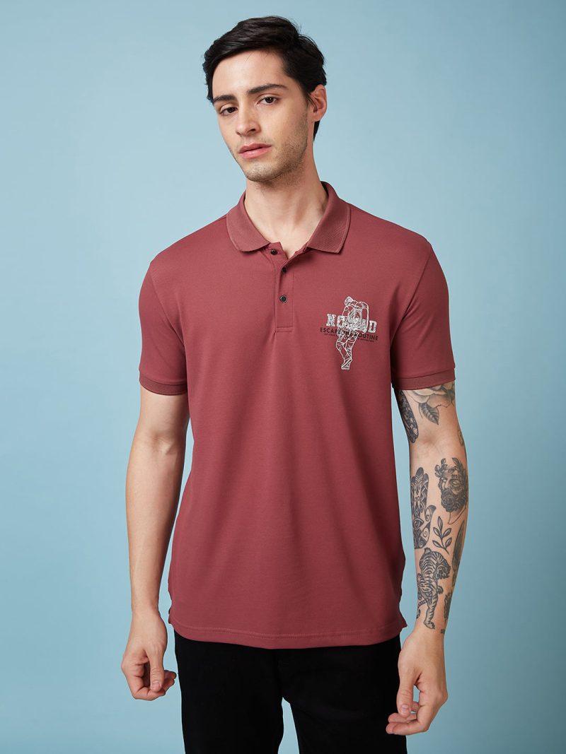 Status Quo Men'S Graphic Printed Polo Collar Short Sleeves Regular Fit Tshirt