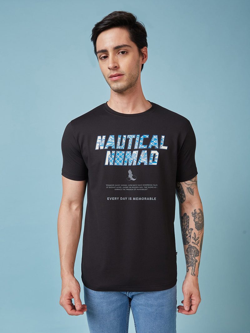 Status Quo Men'S Typography Printed Round Neck Short Sleeves Regular Fit Tshirt