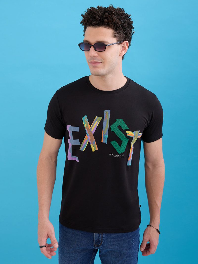 Status Quo Men'S Printed Round Neck Half Sleeves Regular Fit Tshirt