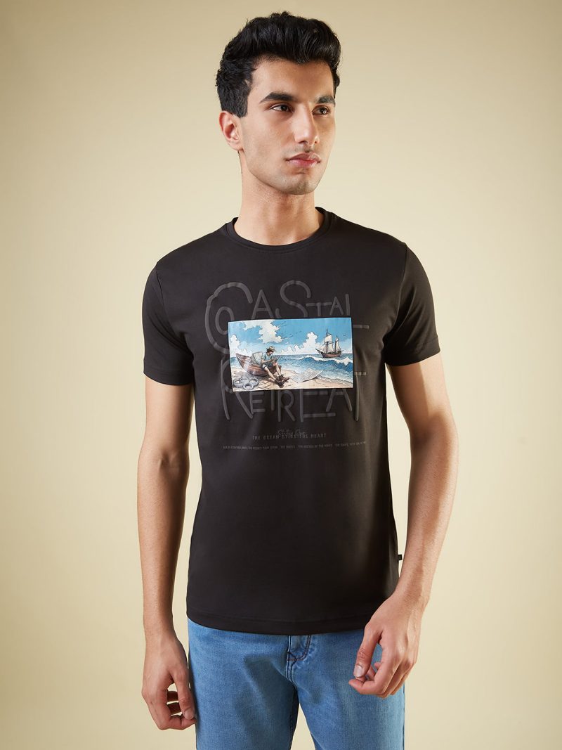 Status Quo Men'S Chest Graphic Printed Round Neck Half Sleeves Regular Fit Tshirt