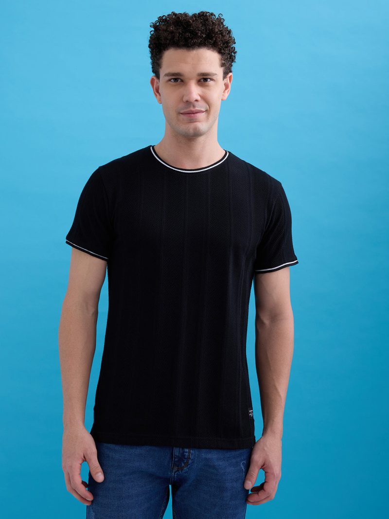 Status Quo Men'S Solid Round Neck Half Sleeves Regular Fit Tshirt