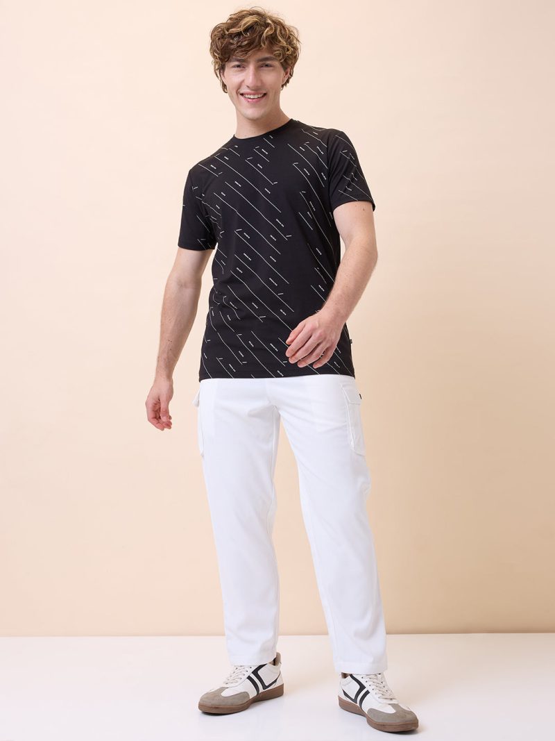 Status Quo Mens All-Over Typography Round Neck Half Sleeves Regular Fit T-Shirt