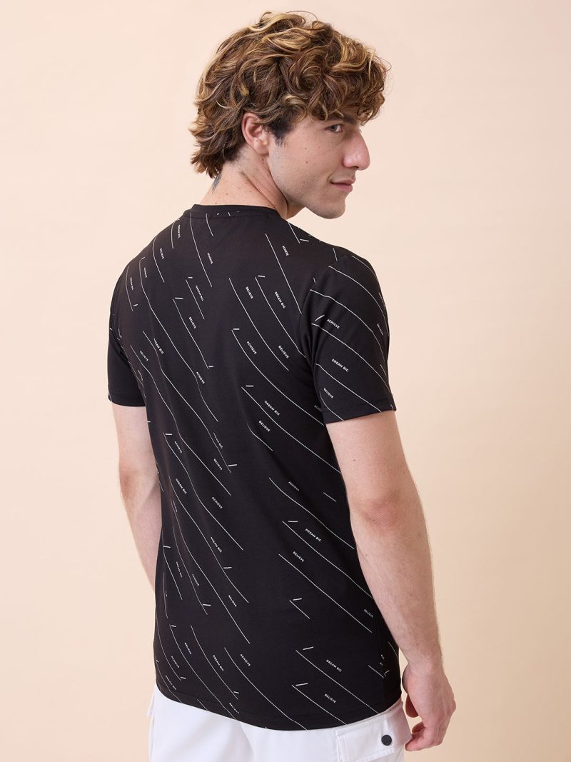 Status Quo Mens All-Over Typography Round Neck Half Sleeves Regular Fit T-Shirt