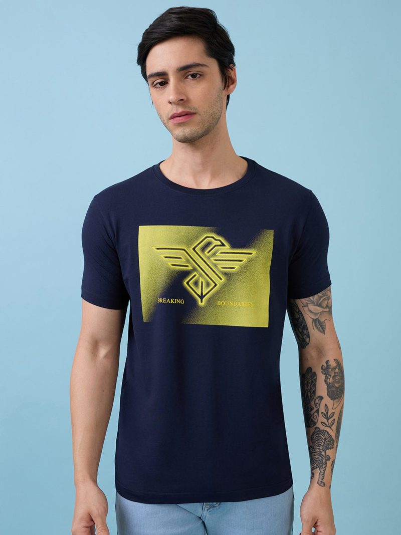 Status Quo Men'S Graphic Printed Round Neck Half Sleeves Regular Fit Tshirt