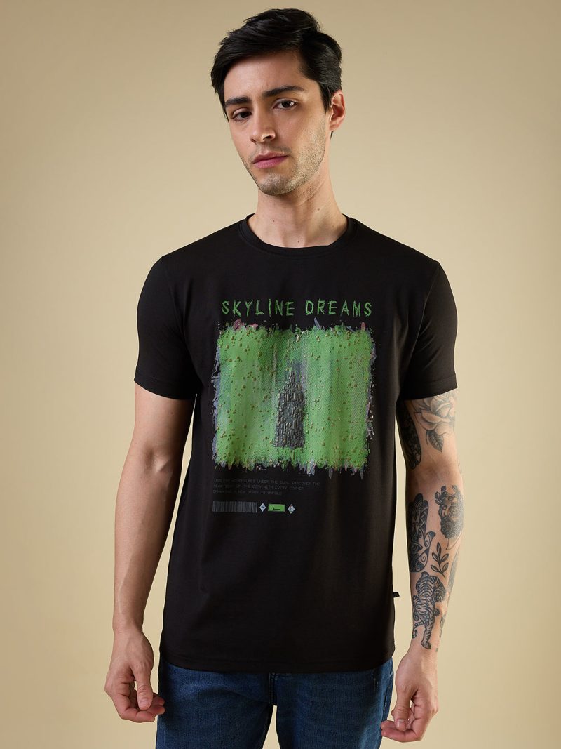 Status Quo Men'S Full-Front Graphic Printed Round Neck Half Sleeves Regular Fit Tshirt