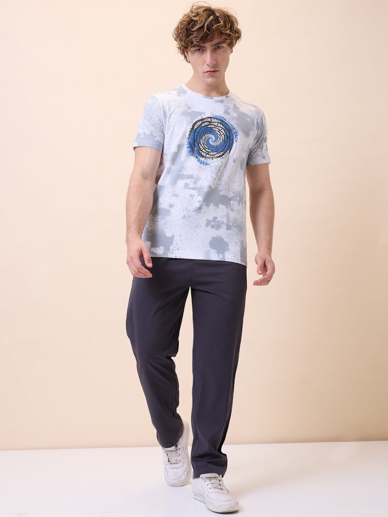 Status Quo Mens All-Over Typography Round Neck Half Sleeves Regular Fit T-Shirt