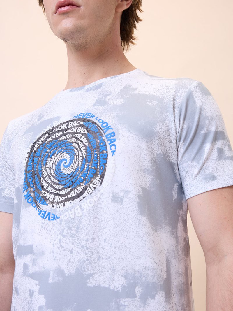 Status Quo Mens All-Over Typography Round Neck Half Sleeves Regular Fit T-Shirt