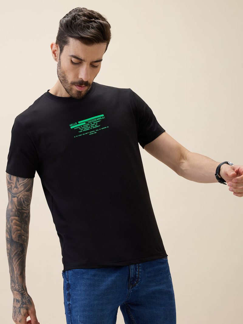 Status Quo Men'S Printed Round Neck Half Sleeves Regular Fit Tshirt