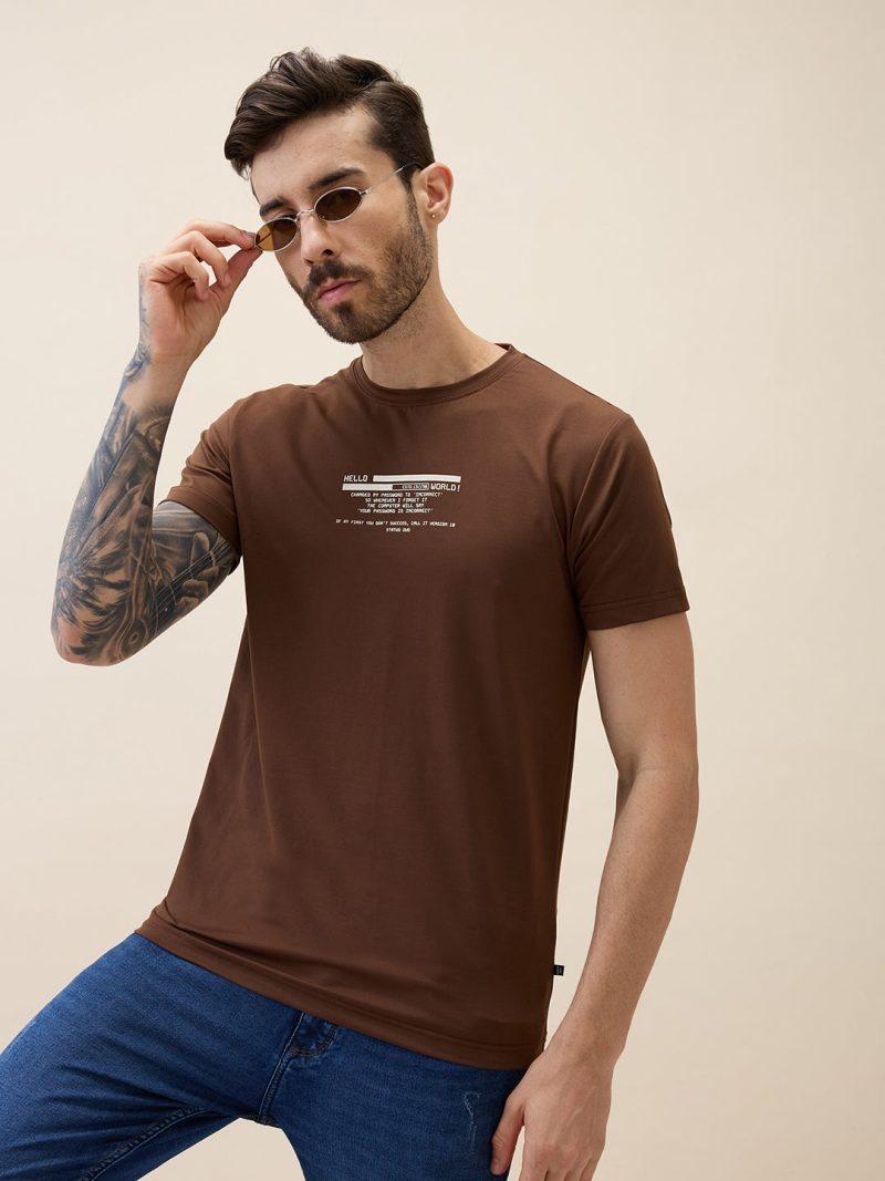 Status Quo Men'S Printed Round Neck Half Sleeves Regular Fit Tshirt