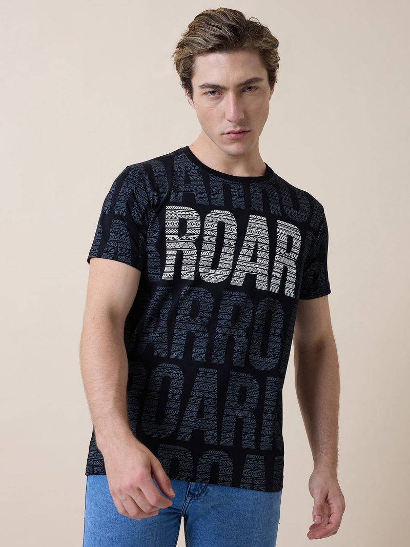 Status Quo Men'S Printed Round Neck Half Sleeves Regular Fit Tshirt