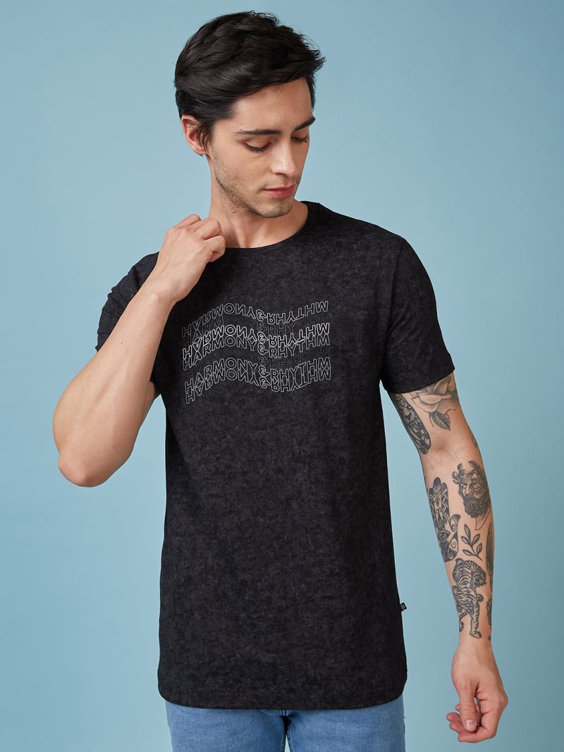 Status Quo Men'S Typography Printed Round Neck Short Sleeves Regular Fit Tshirt