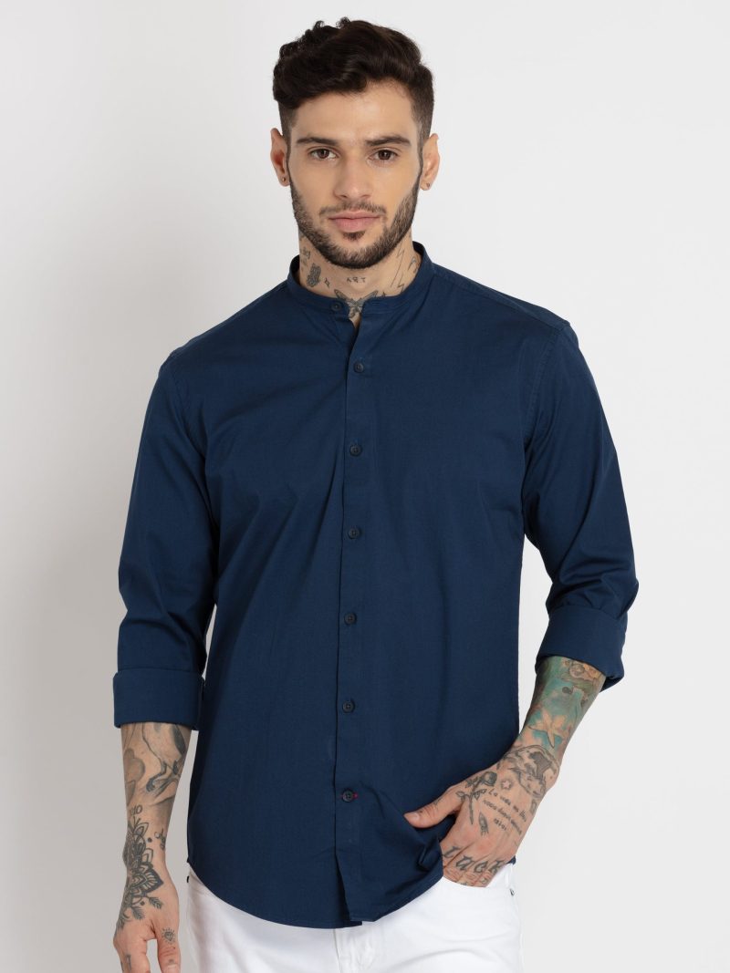 Status Quo Mens Checkered Cotton Slim Fit Shirt