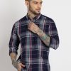 Status Quo Mens Checkered Cotton Slim Fit Shirt