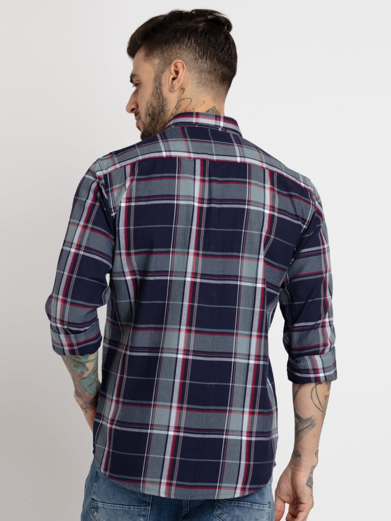 Status Quo Mens Checkered Cotton Slim Fit Shirt