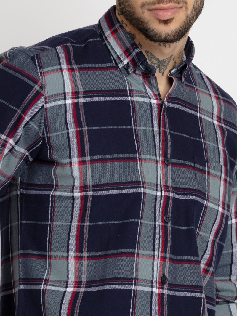 Status Quo Mens Checkered Cotton Slim Fit Shirt
