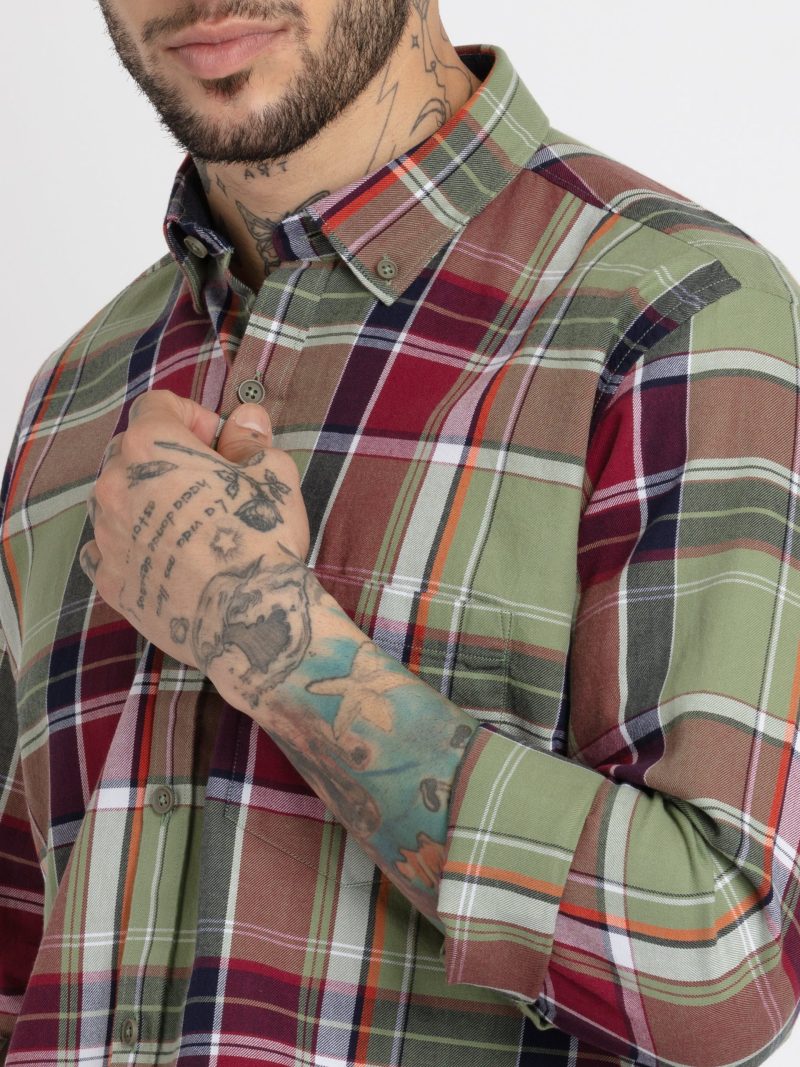 Status Quo Mens Checkered Cotton Slim Fit Shirt