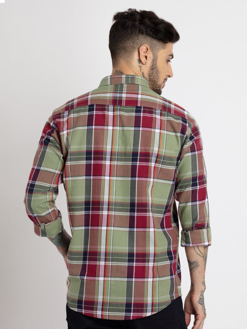 Status Quo Mens Checkered Cotton Slim Fit Shirt