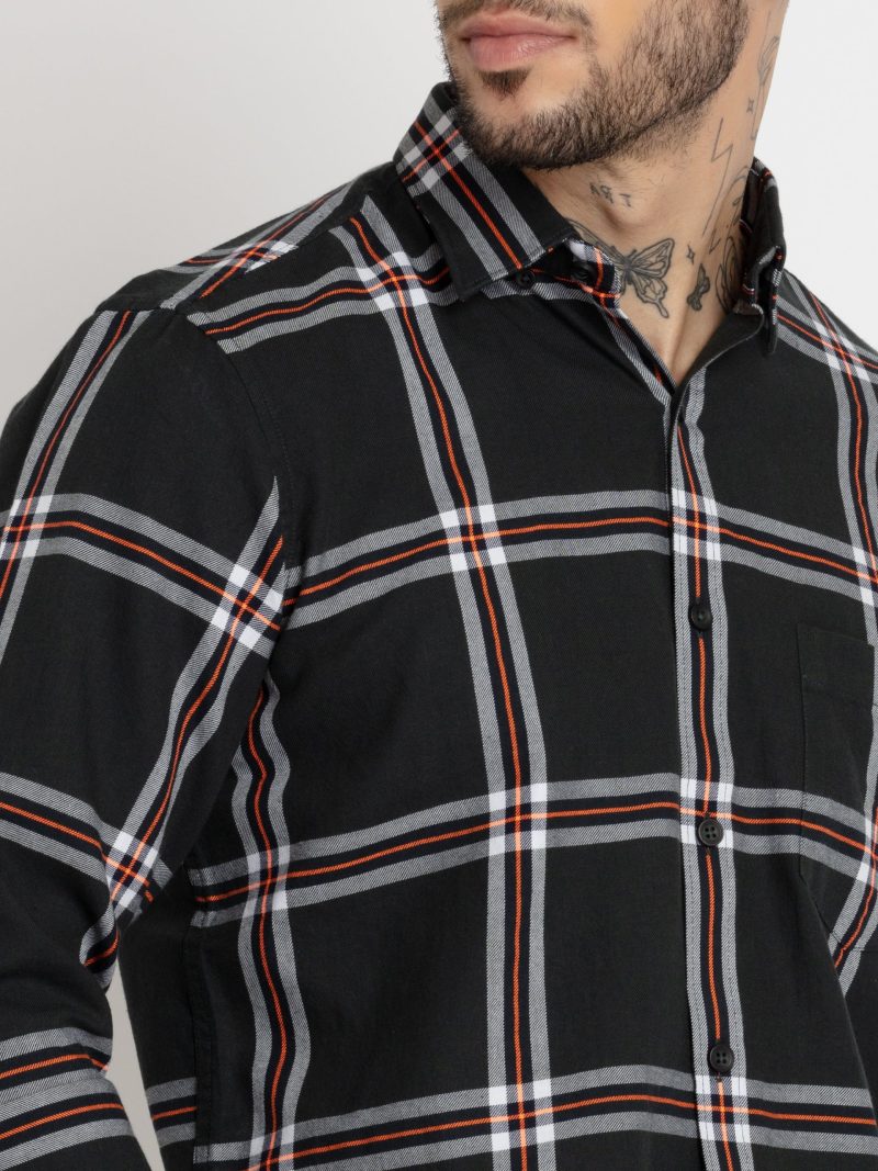 Status Quo Mens Checkered Cotton Slim Fit Shirt