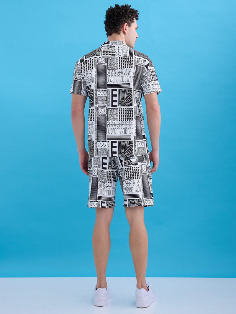 Status Quo Status Quo Printed Polo Collar Regular Fit Coordset With Drawstring