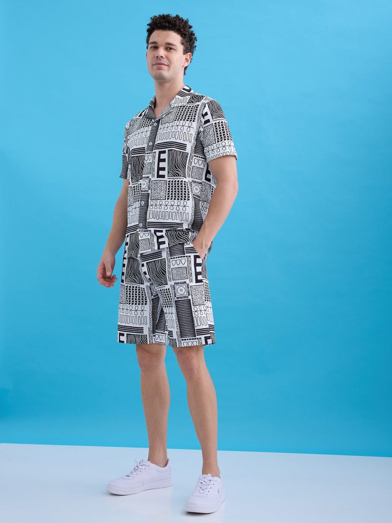 Status Quo Status Quo Printed Polo Collar Regular Fit Coordset With Drawstring