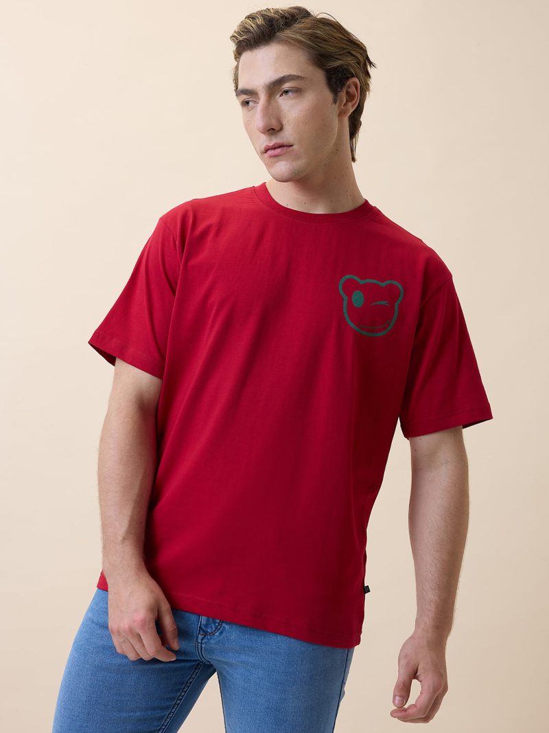 Status Quo Mens Printed Round Neck Half Sleeves Oversized Tshirt