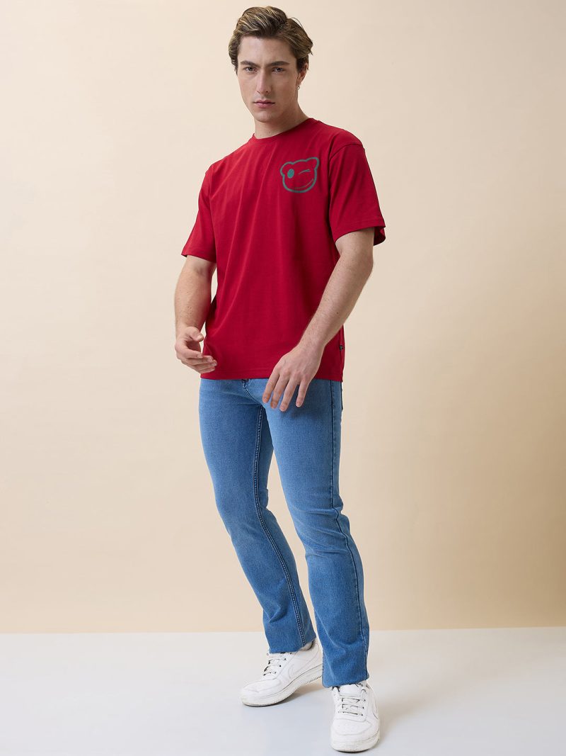 Status Quo Mens Printed Round Neck Half Sleeves Oversized Tshirt