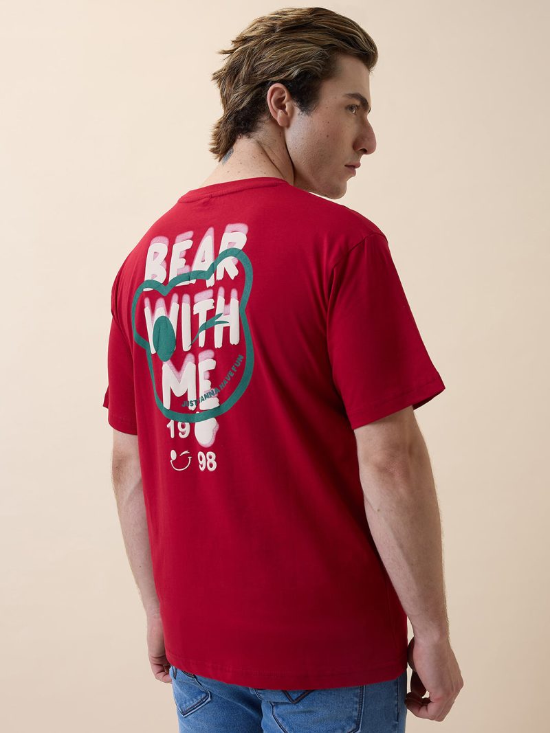 Status Quo Mens Printed Round Neck Half Sleeves Oversized Tshirt