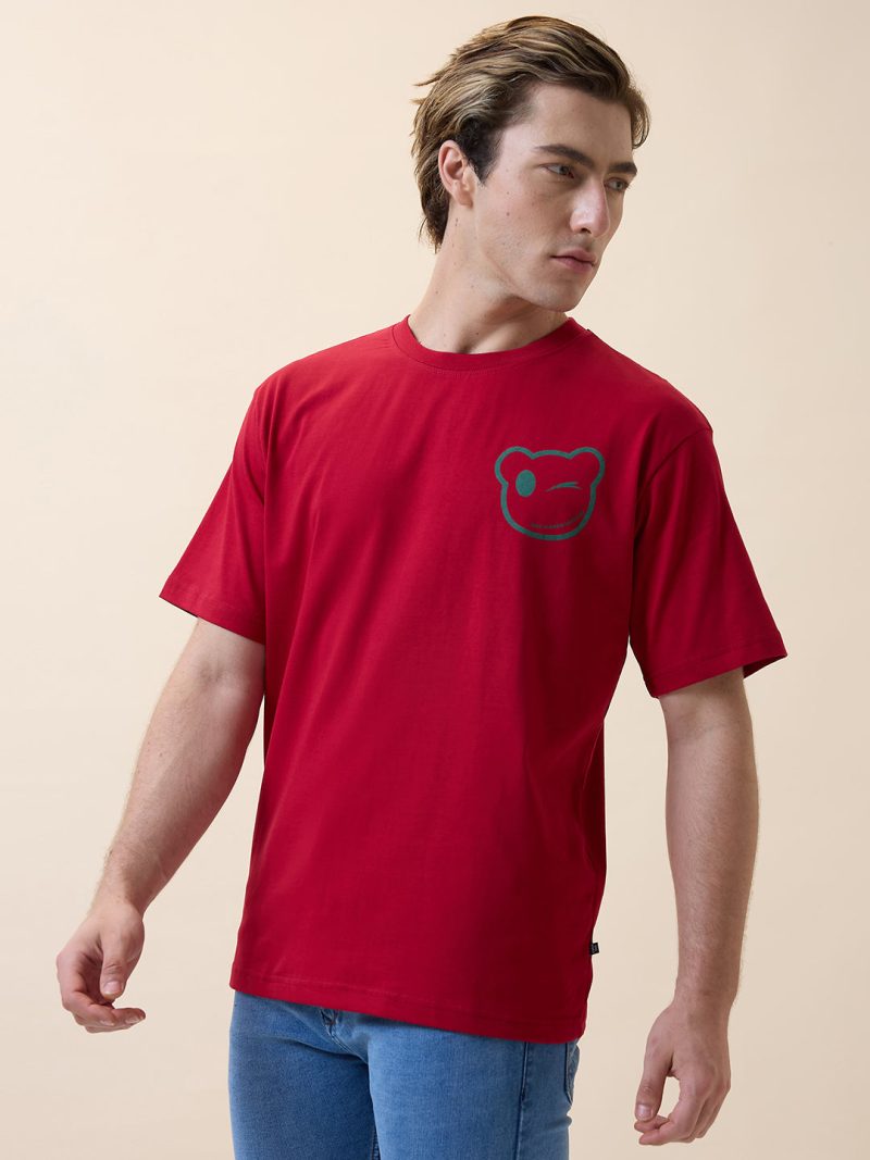 Status Quo Mens Printed Round Neck Half Sleeves Oversized Tshirt