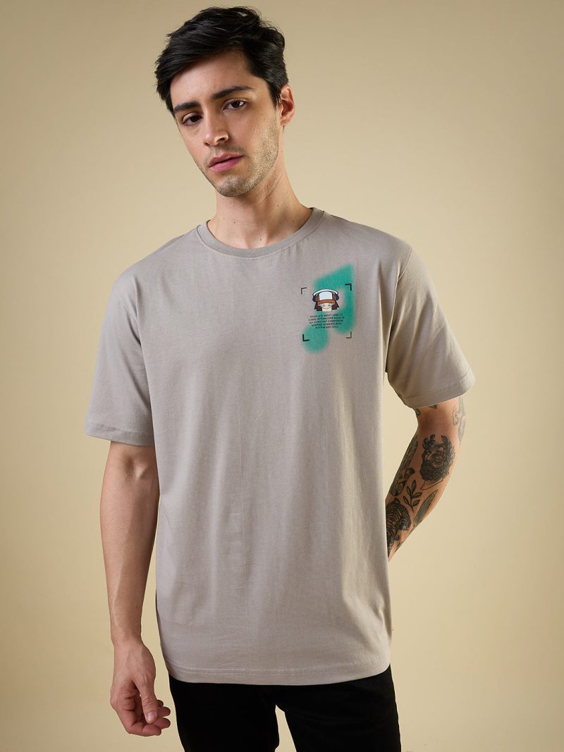 Status Quo Men'S Placement Graphic Printed Round Neck Half Sleeves Oversized Fit Tshirt