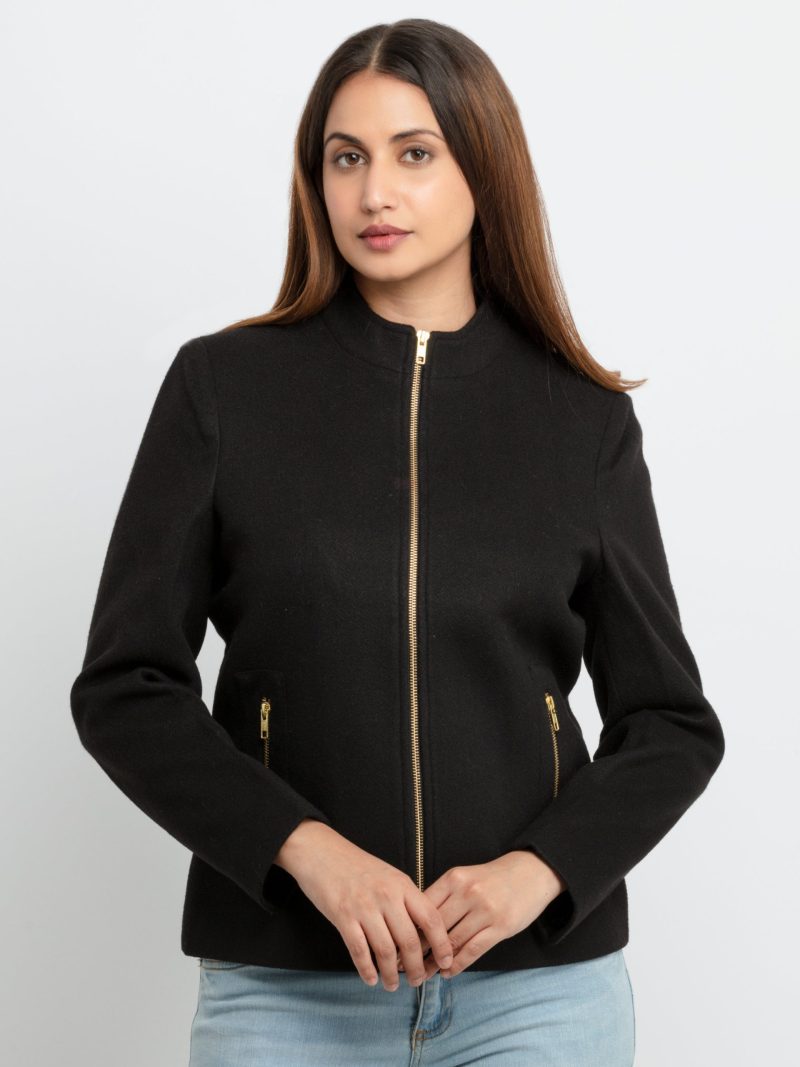 Status Quo Womens Knitted High Neck Long Overcoat