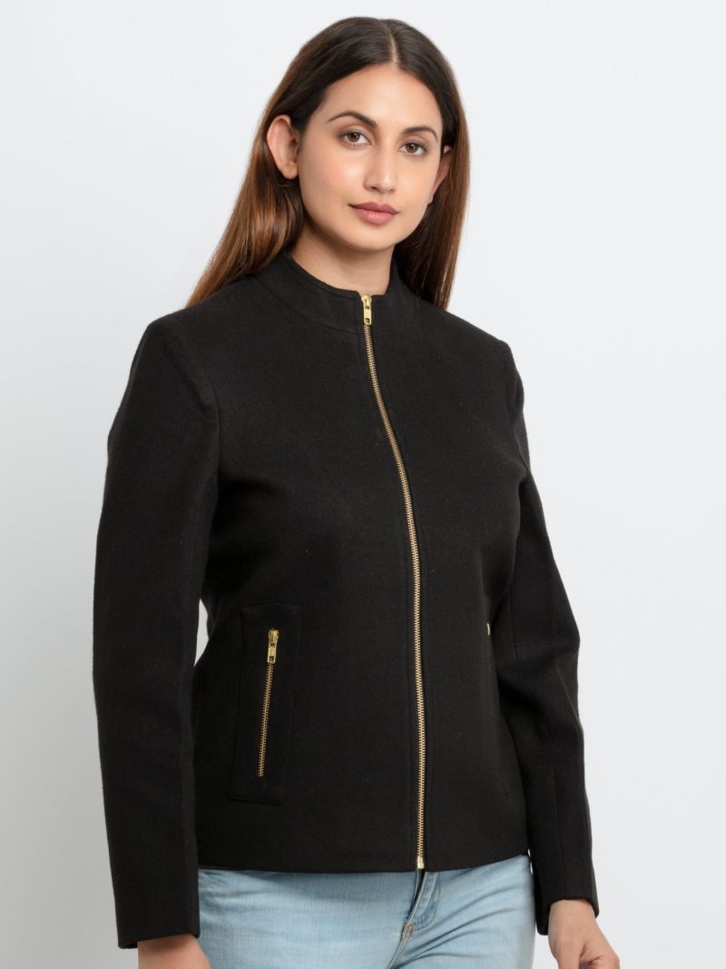 Status Quo Womens Knitted High Neck Long Overcoat