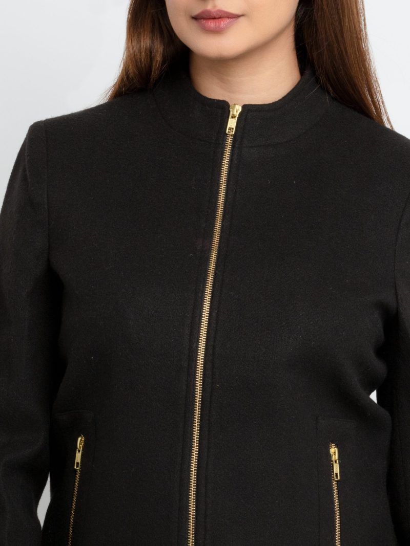 Status Quo Womens Knitted High Neck Long Overcoat