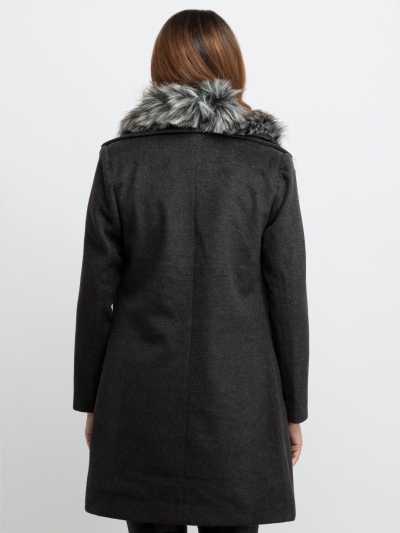 Status Quo Womens Knitted Collar Neck Long Overcoat