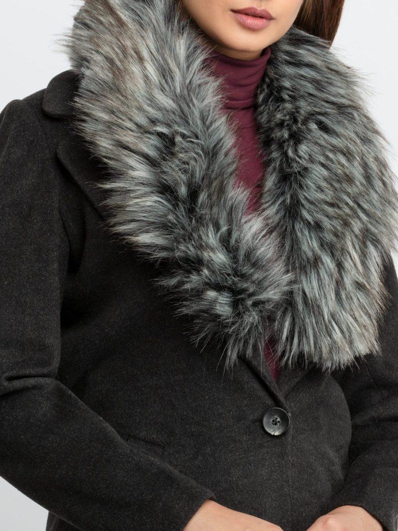 Status Quo Womens Knitted Collar Neck Long Overcoat