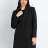 Status Quo Womens Solid Collared Neck Long Coat