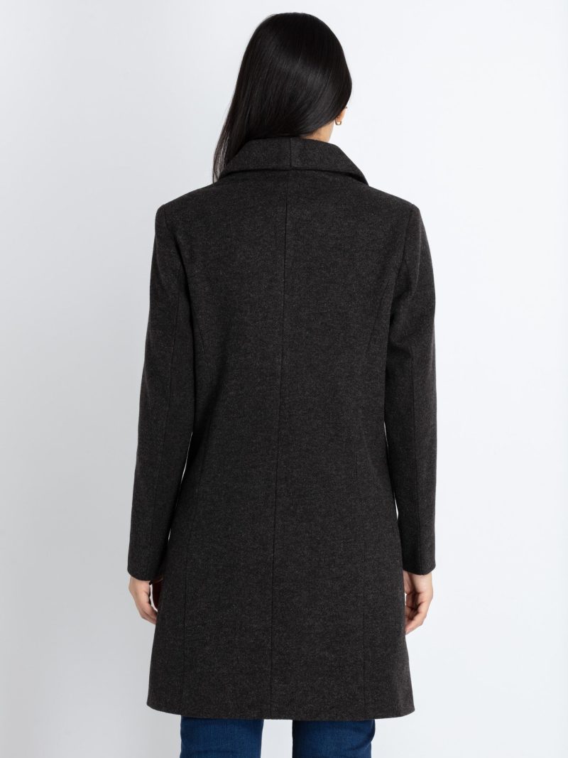 Status Quo Womens Solid Collared Neck Long Coat