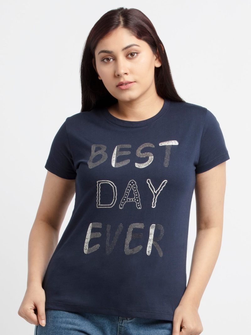 Womens Printed Round Neck T-Shirt