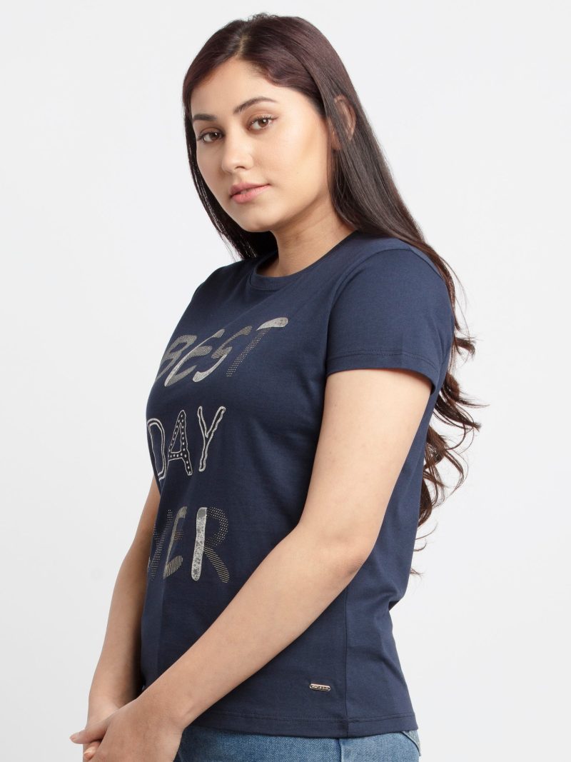Womens Printed Round Neck T-Shirt