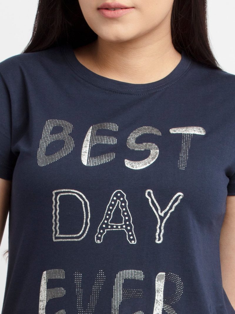 Womens Printed Round Neck T-Shirt