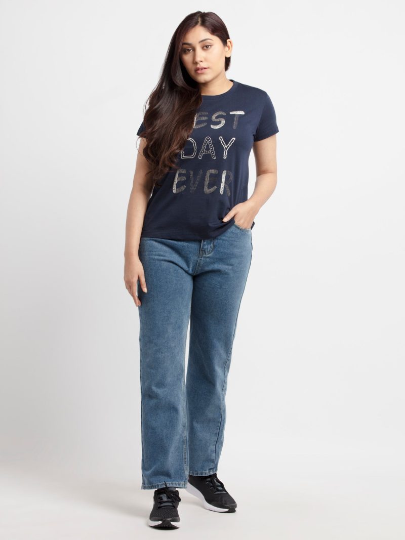 Womens Printed Round Neck T-Shirt