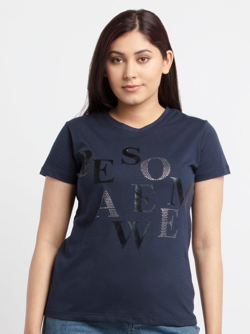 Womens Printed Round Neck T-Shirt