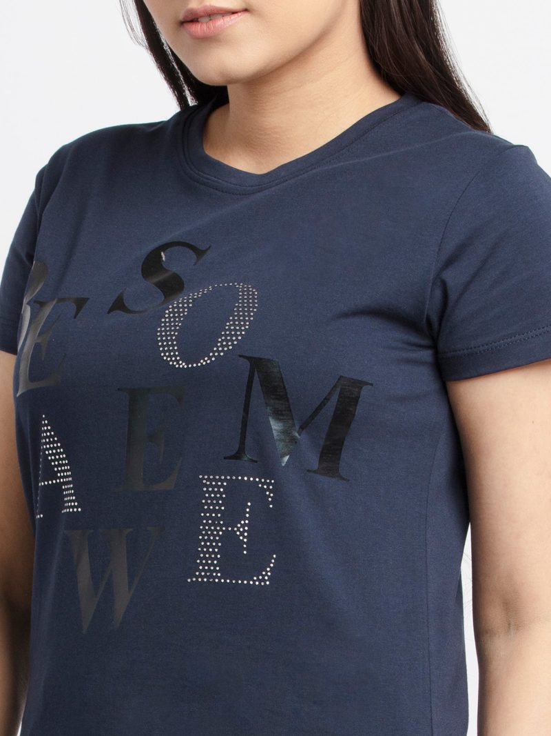 Womens Printed Round Neck T-Shirt
