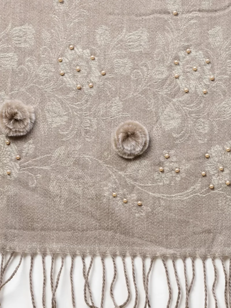 Floral Jacquard Printed Tasseled Stole