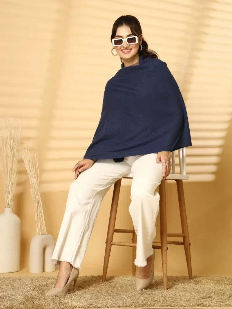 Women Blue Solid Stole