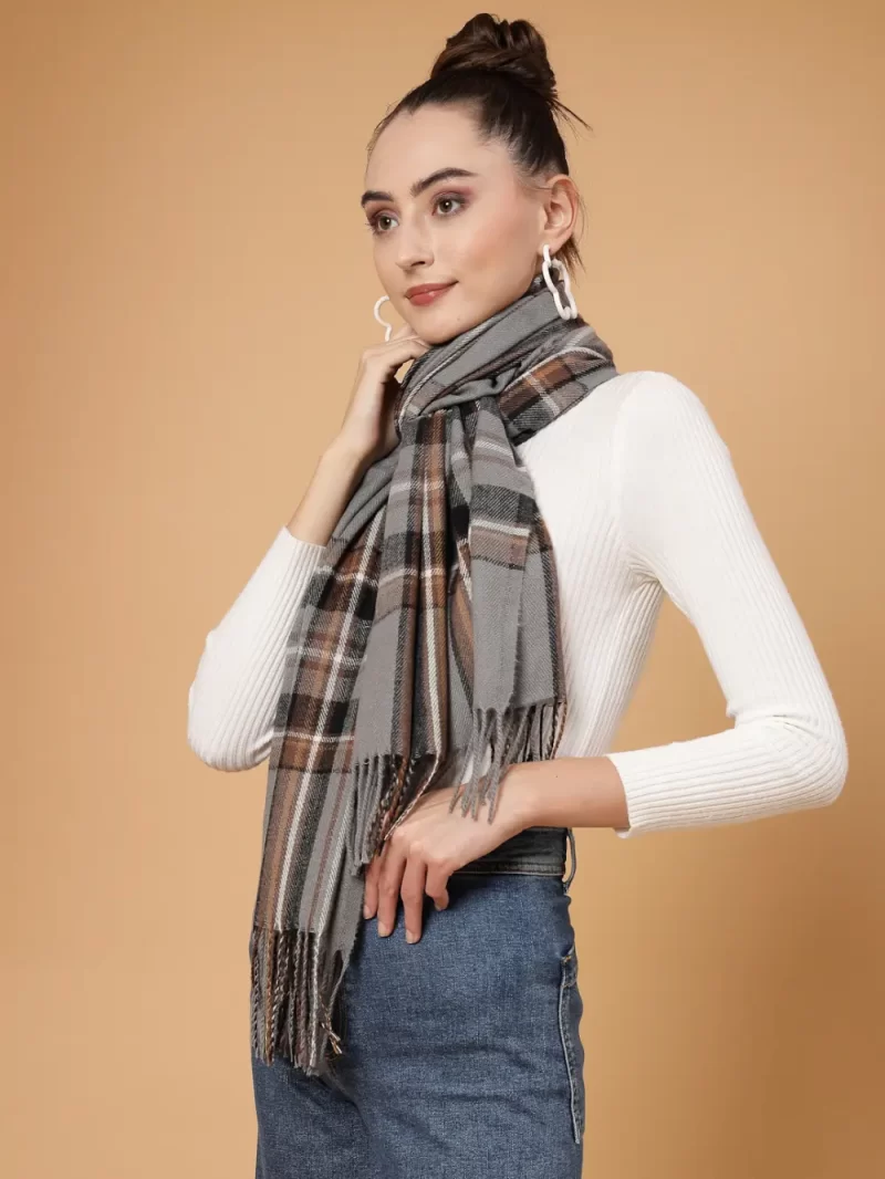 Striped Winter Wrap Stole Has Tasselled Border