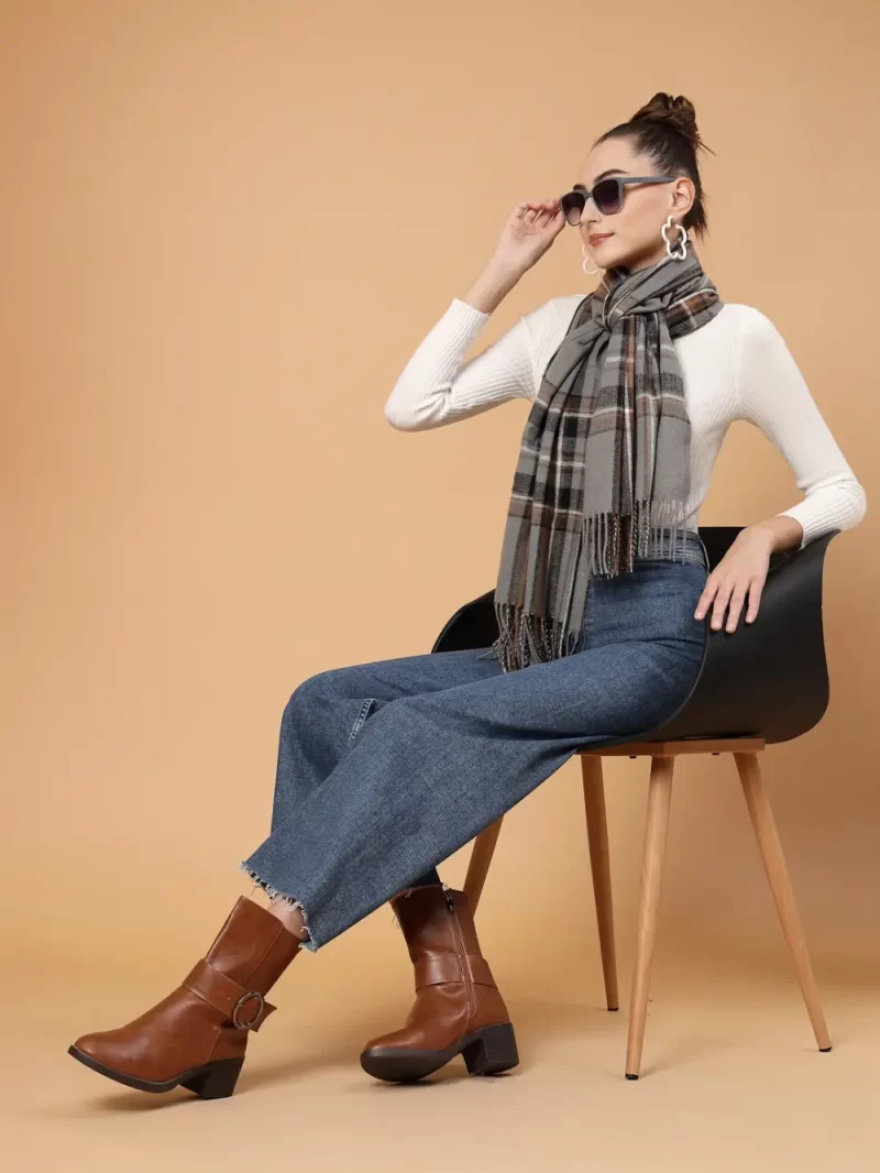 Striped Winter Wrap Stole Has Tasselled Border